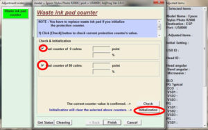 Reset waste ink pad counter